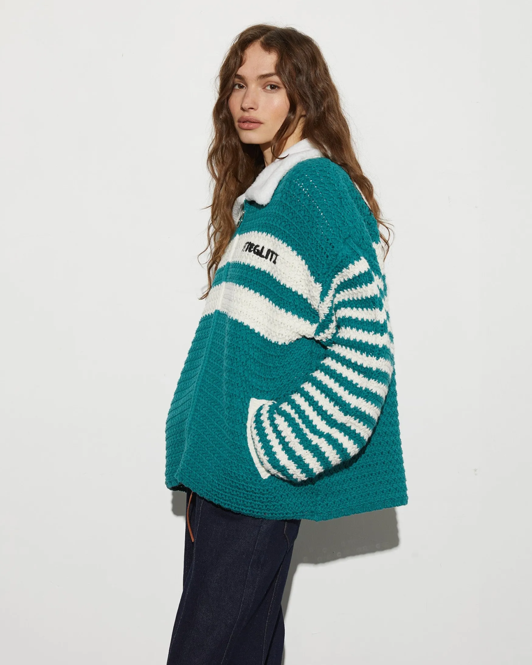 STIEGLITZ Kayden Crochet Jacket | Green^DAMES Jacks|Knitwear