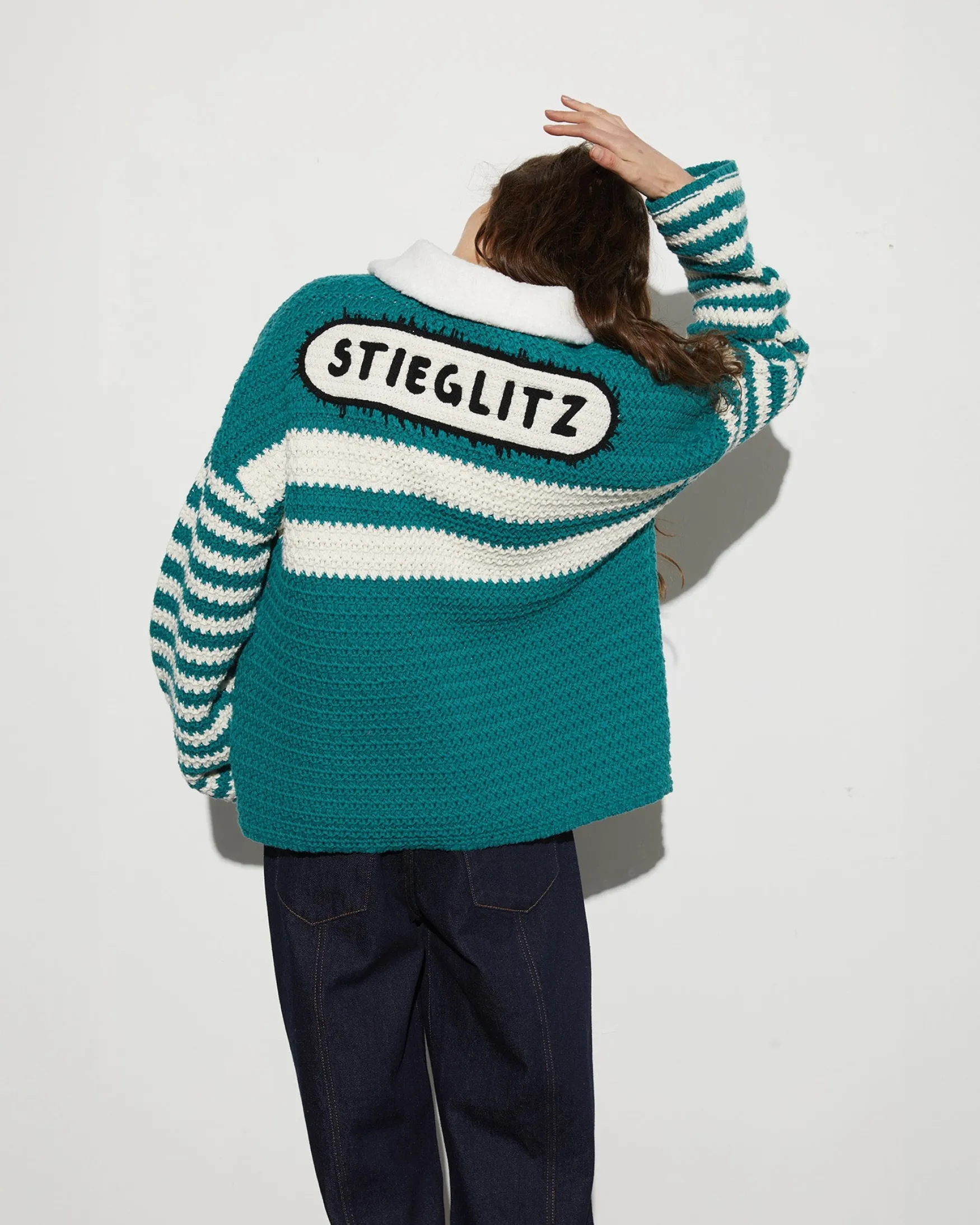 STIEGLITZ Kayden Crochet Jacket | Green^DAMES Jacks|Knitwear