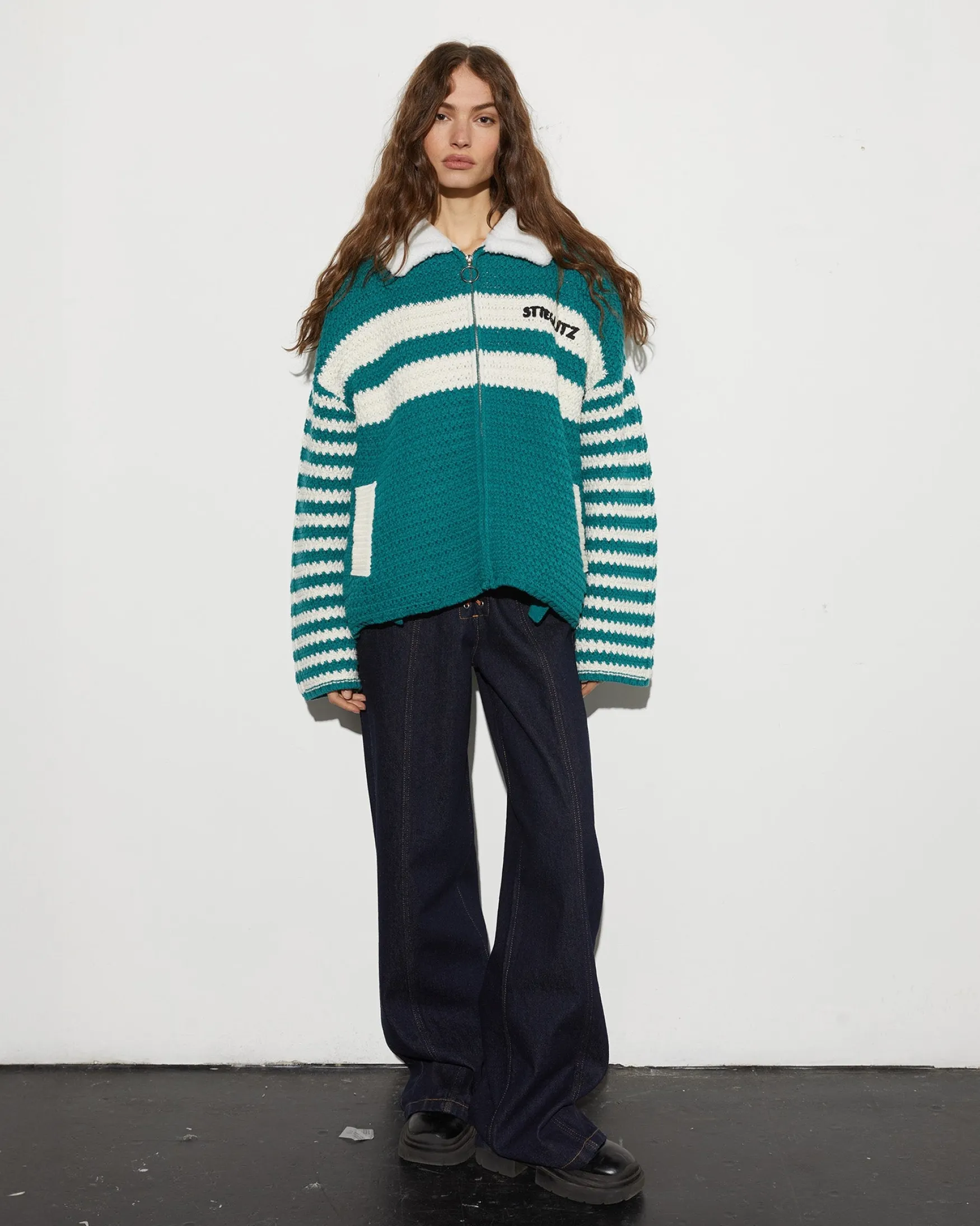 STIEGLITZ Kayden Crochet Jacket | Green^DAMES Jacks|Knitwear