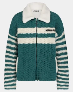 STIEGLITZ Kayden Crochet Jacket | Green^DAMES Jacks|Knitwear