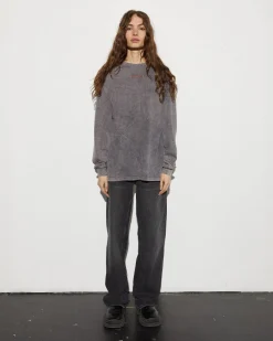 STIEGLITZ Worn Out Skate Longsleeve | Washed Grey^DAMES Longsleeves, Blouses & Pullis