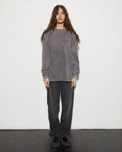 STIEGLITZ Worn Out Skate Longsleeve | Washed Grey^DAMES Longsleeves, Blouses & Pullis